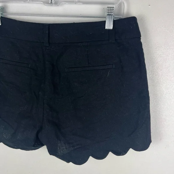 J.Crew 4” Linen Cotton Scalloped Hem Shorts Black 6 - Picture 6 of 10